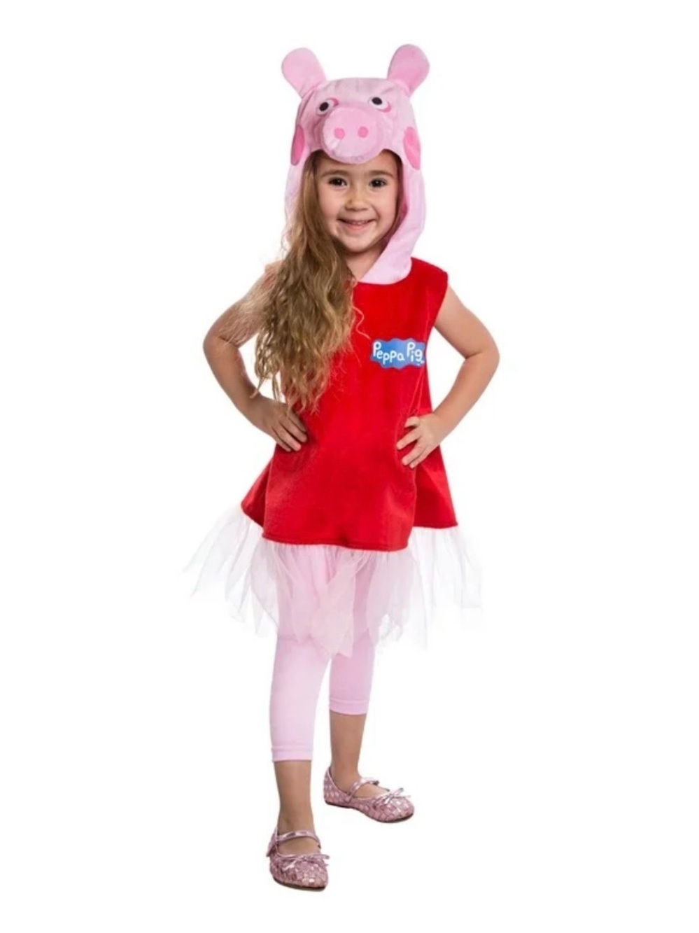 Pepper Pig Costume, Girls Size 3 T - 4T, red sleeveless tunic